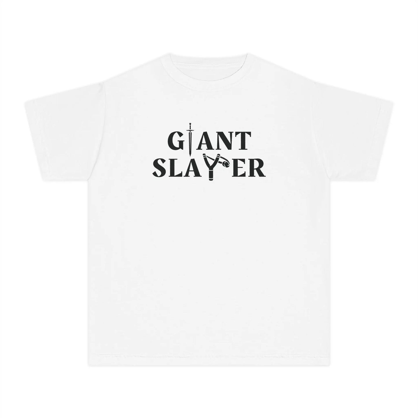 Giant Slayer Youth Shirt, Biblical Inspiration Tshirt, Gift for Kids, Warrior Tee, Popular Christian Childrens T-Shirt, Bible Verse Shirt Printify