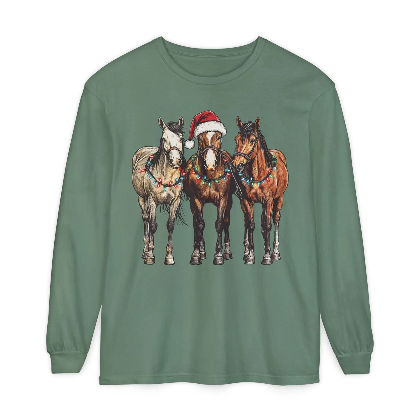 Christmas Horse Long Sleeve Shirt Printify
