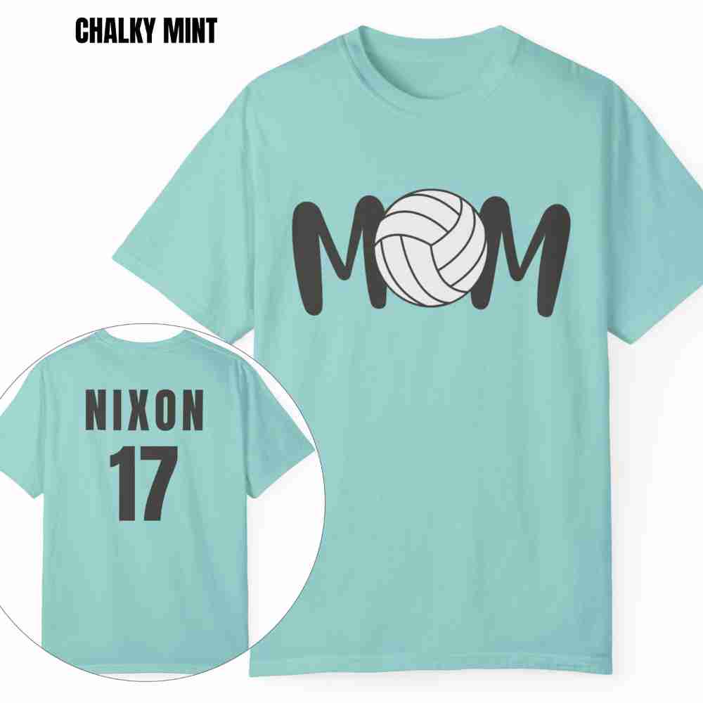 Custom MOM Volleyball Tee with Personalized Name and Number on Back