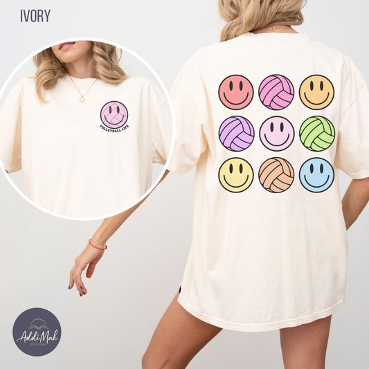 Retro Volleyball Life Smiley Tee