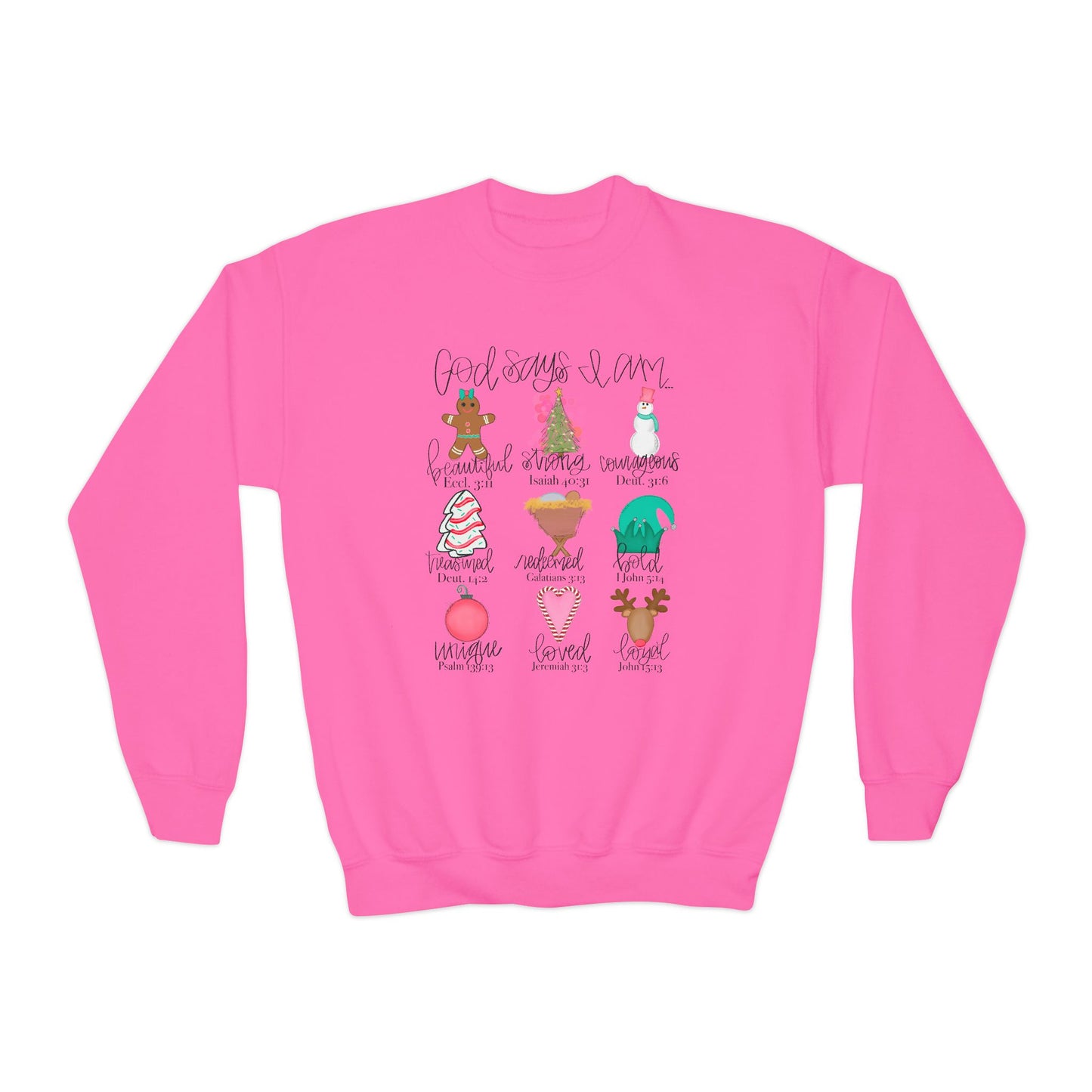 Kids God Says I Am Christmas Sweatshirt