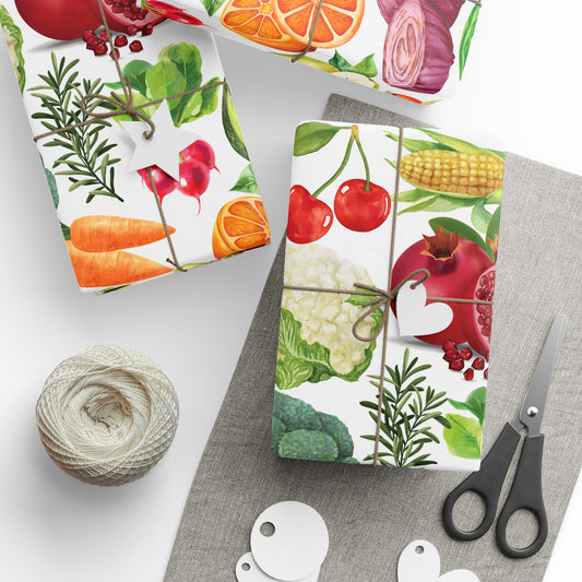 Wrapping Paper Roll - Fruit and Veggie Cottage Core Design