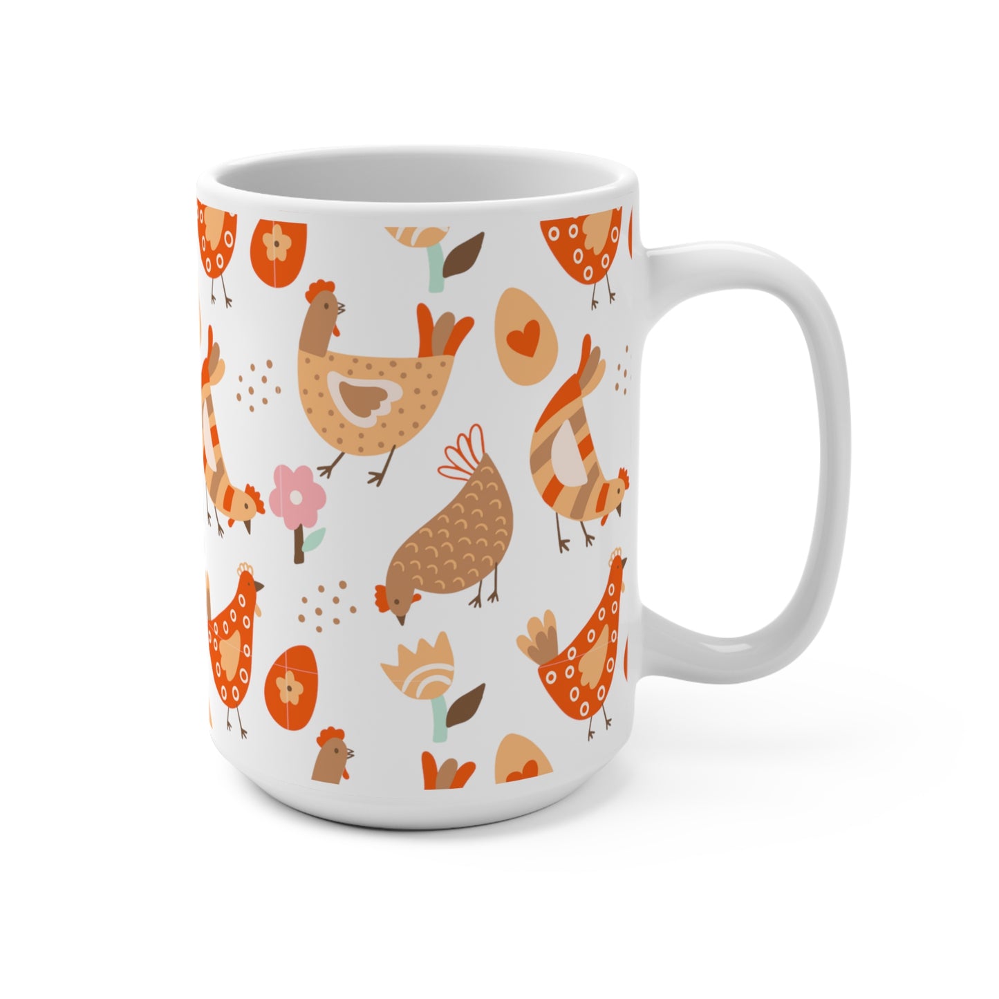 Chickens Flowers and Eggs Ceramic Coffee and Tea Mug