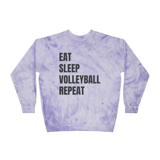 Eat Sleep Volleyball Repeat Color Blast Crewneck Sweatshirt