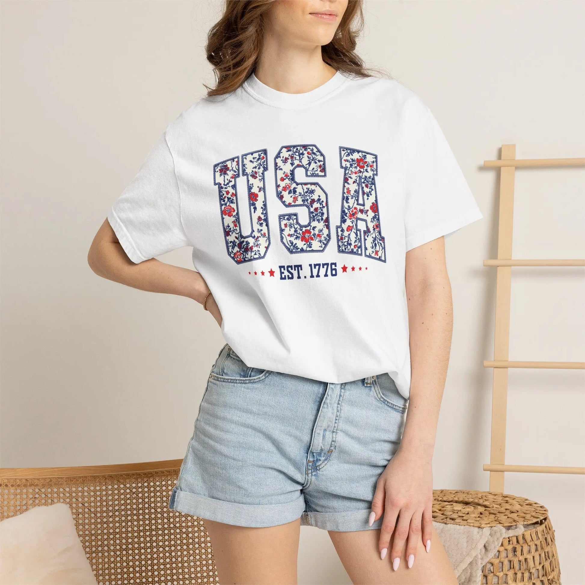 Floral USA Graphic T-Shirt Printify