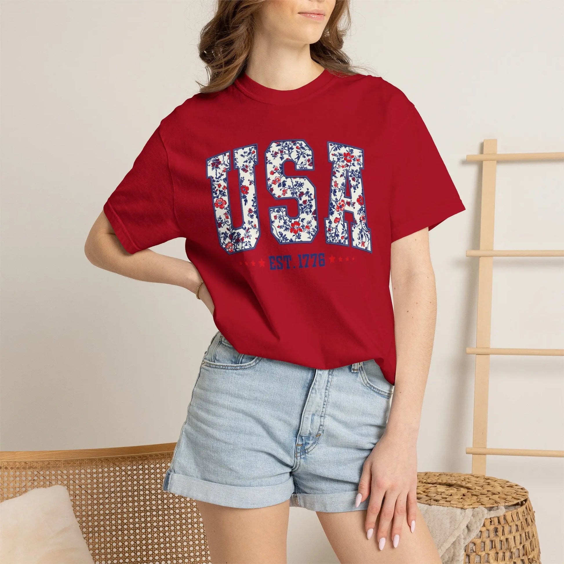 Floral USA Graphic T-Shirt Printify