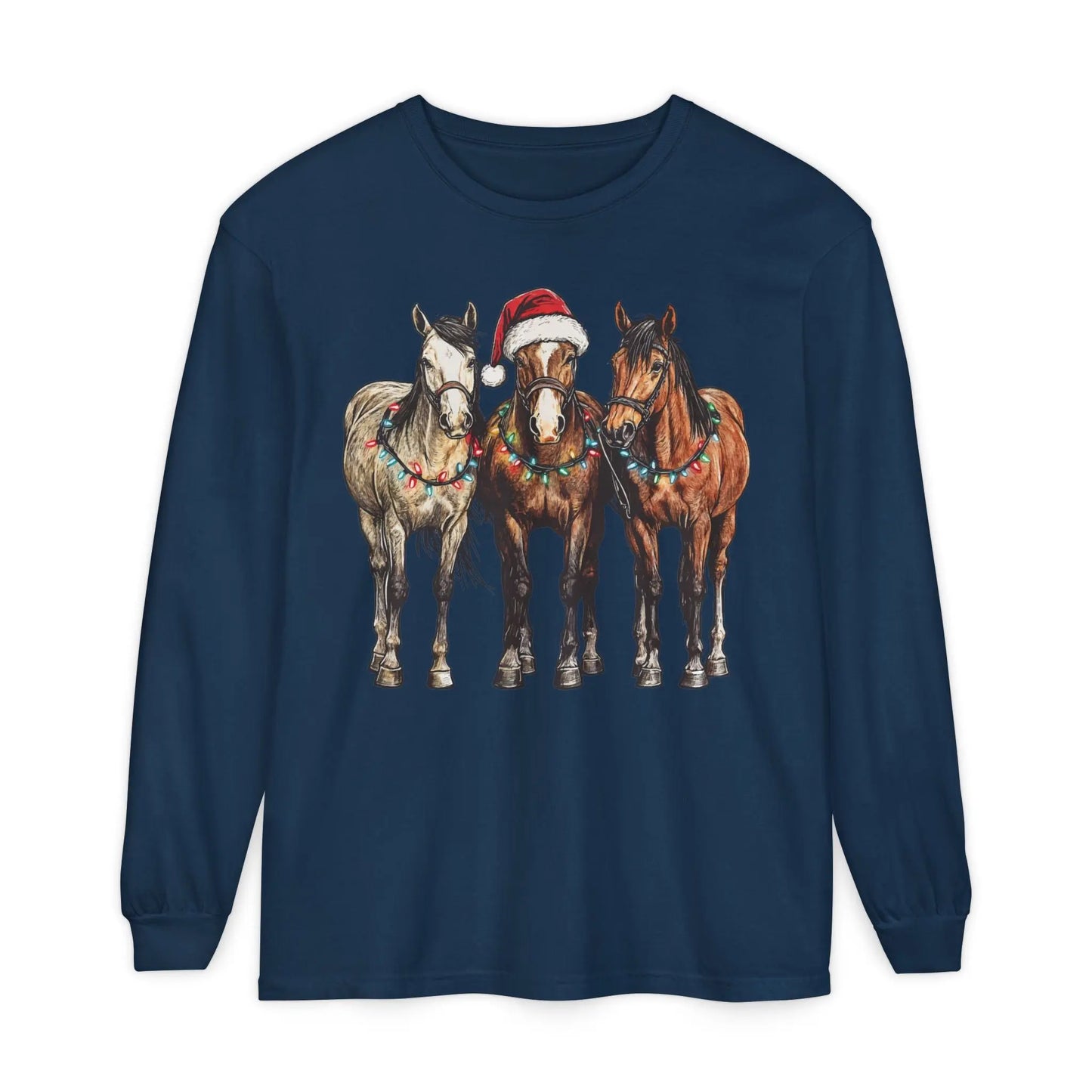 Christmas Horse Long Sleeve Shirt Printify