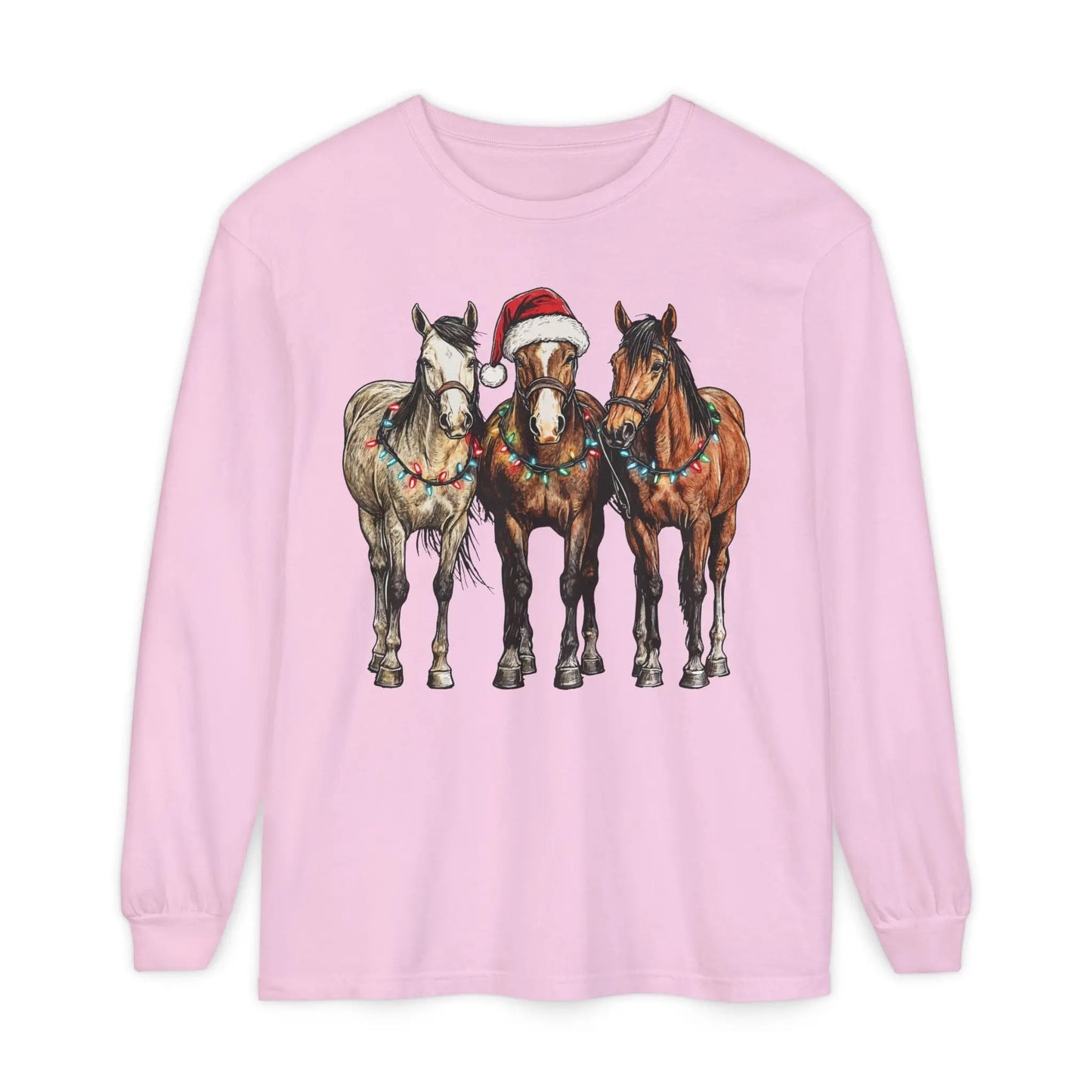 Christmas Horse Long Sleeve Shirt Printify