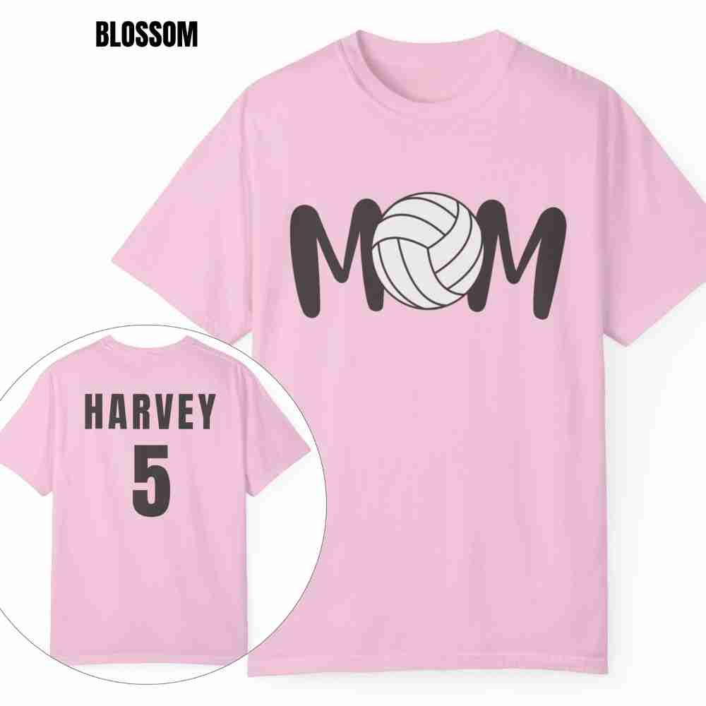 Custom MOM Volleyball Tee with Personalized Name and Number on Back