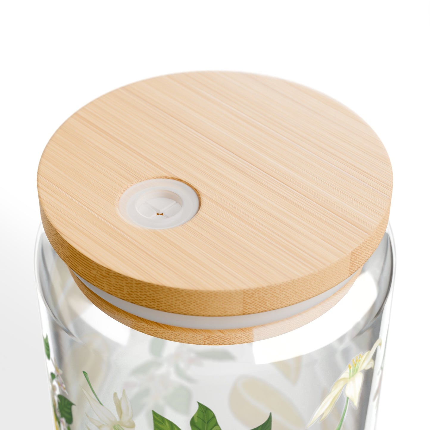 Lemon Citrus Glass Can Iced Coffee Cup with Bamboo Lid and Straw